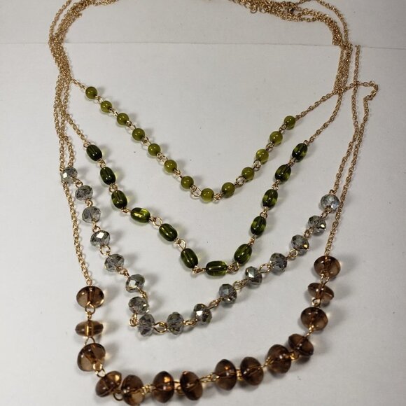 Gold tone Stylish Layered Colorful Beaded Necklace - Women's Fashion Jewelry - Picture 11 of 11